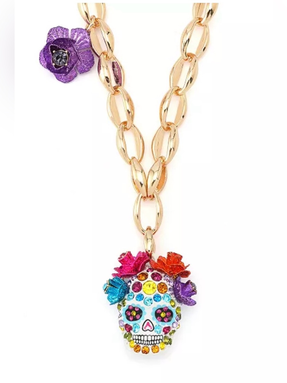 Betsey Johnson
Faux Stone Sugar Skull Pendant Necklace
